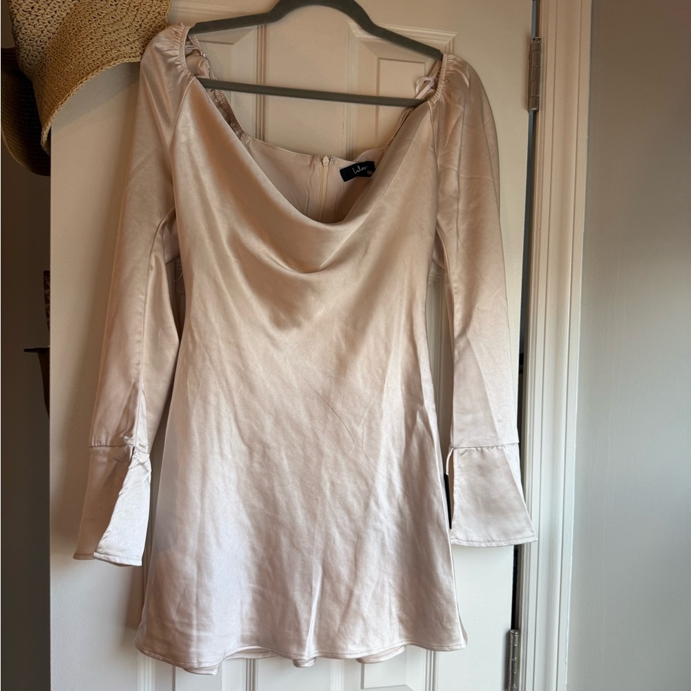 Lulu's Cream Satin Dress